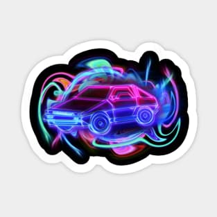 Neon DeLorean Sticker